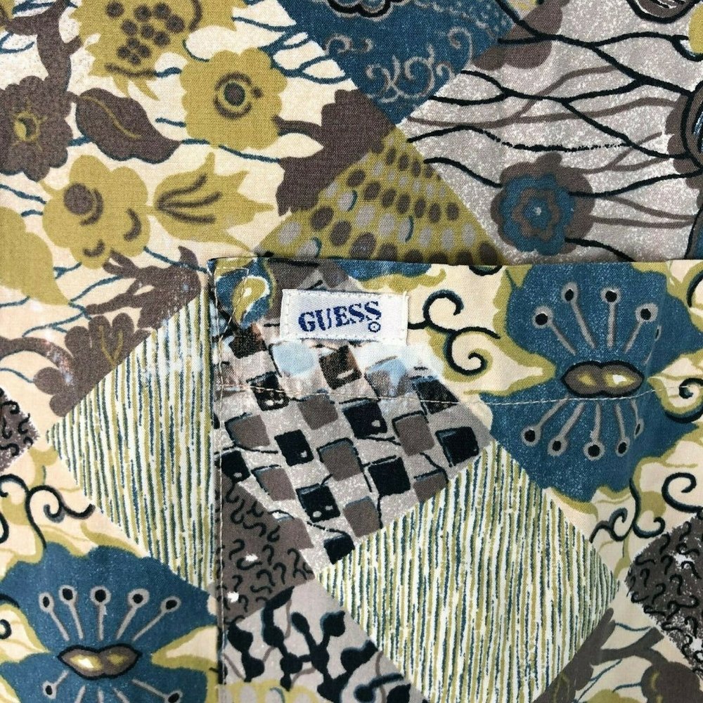 GUESS Patchwork Floral Vtg Oversized Camp Shirt - Picture 2 of 6